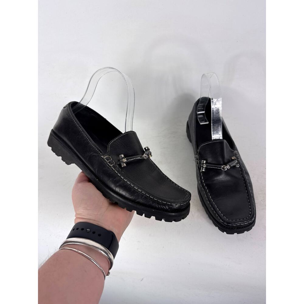 Cole Haan Slip On Loafers Women's 8 Black Leather Horsebit Square Toe Casual